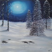 Moonlit Snowy Trees